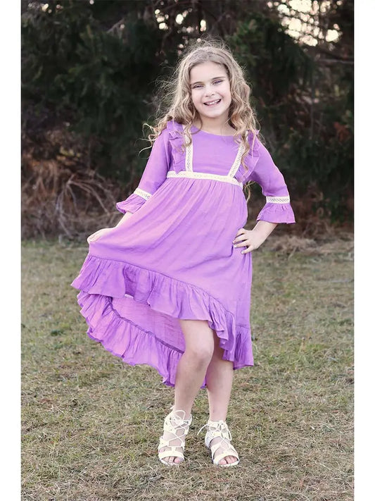 3/4 Sleeves Hi-Lo Super Soft Cotton Dress